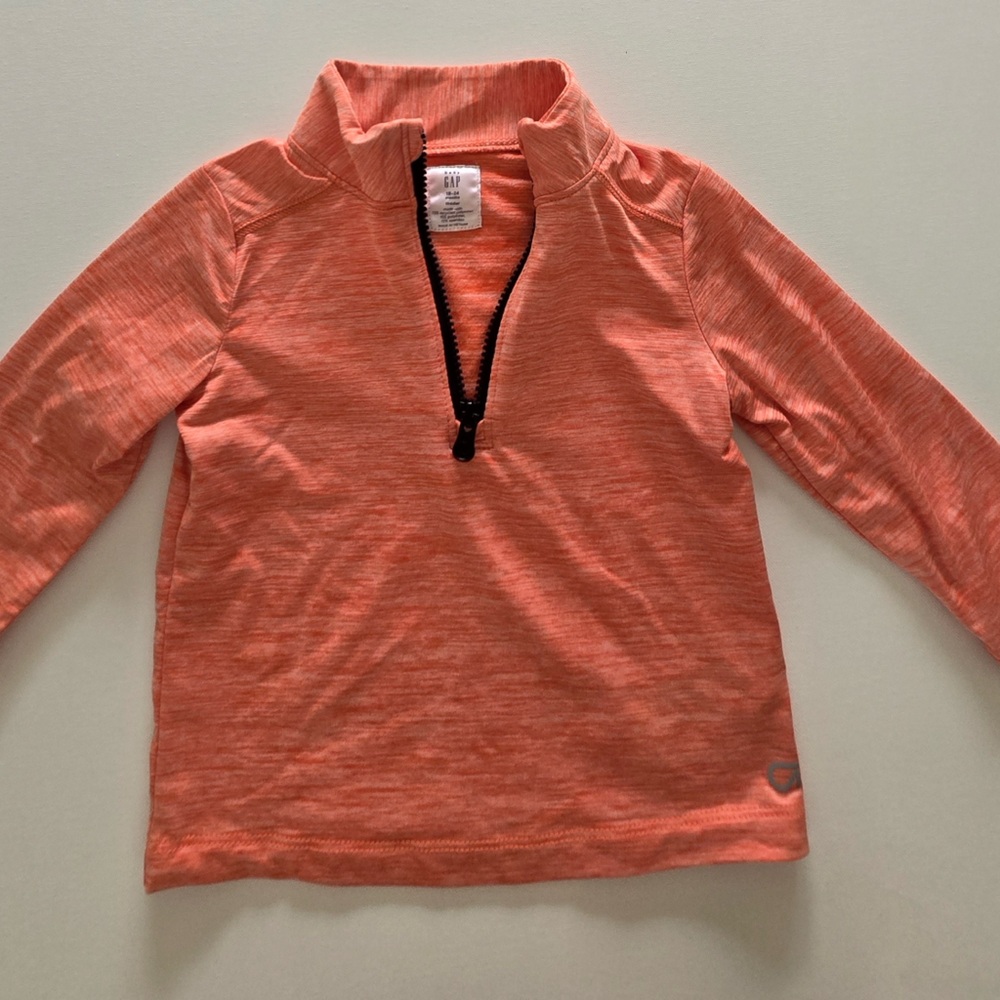 Gap Kids Orange Heather Quarter-Zip Active Pullover Top | Toddler 18-24M